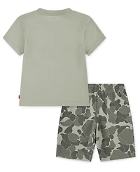 Levi's Toddler Boys 2-Piece Short Sleeve T-Shirt and Camo Shorts Set