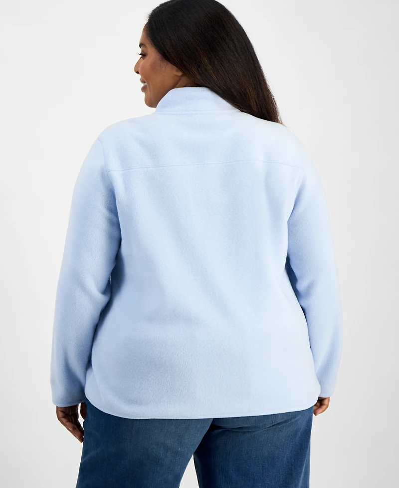 Style & Co Plus Solid Polar Fleece Zip-Front Jacket, Exclusively at Macy's