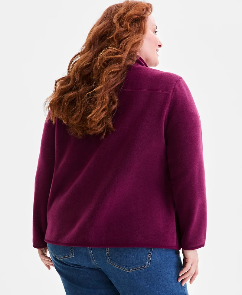 Style & Co Plus Solid Polar Fleece Zip-Front Jacket, Exclusively at Macy's
