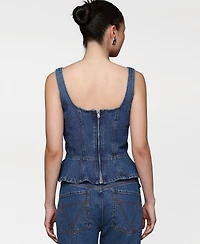 Avec Les Filles Women's Denim Lace-Up Peplum Top