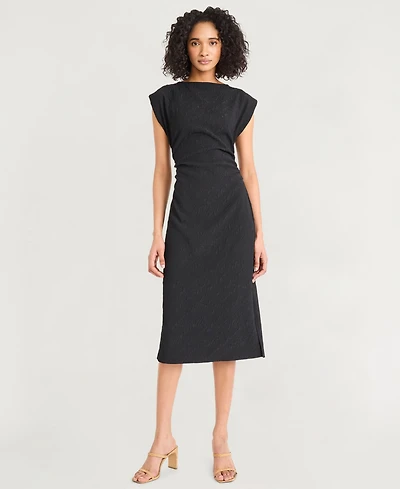 Luxely Women's Textured Ruched Midi Dress