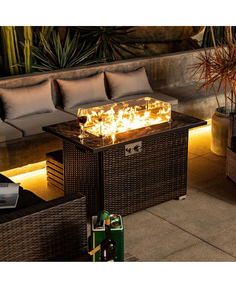 44inch Outdoor Fire Pit Table, Propane Fire Table with Ceramic Tabletop Gas Fire Table