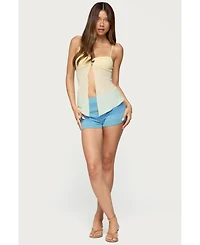 Edikted Women's Reeve Split Front Sheer Mesh Top