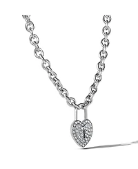 Jessica Simpson Silver-Tone Pave Crystal Heart Lock Necklace