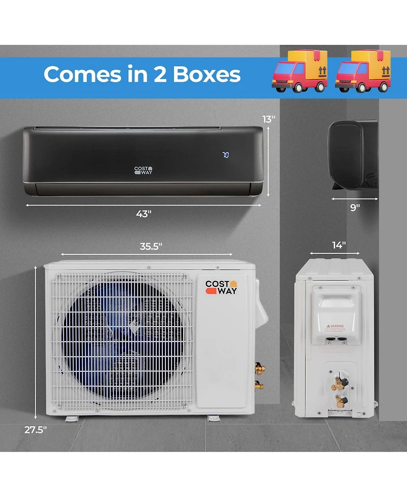24000 Btu Wifi Enabled Mini Split Air Conditioner & Heater with Heat Pump