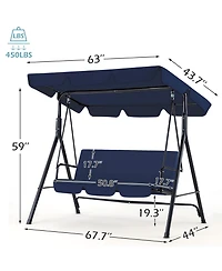 Boyel Living 3-Person Metal Patio Swing with Removable Cushion Patio Swing Outdoor Porch Swing Chair for Adults for Garden Backyard Deck