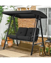 Boyel Living 2-Person Metal Patio Swing with Removable Cushion Patio Swing Outdoor Porch Swing Chair for Adults for Garden Backyard Deck