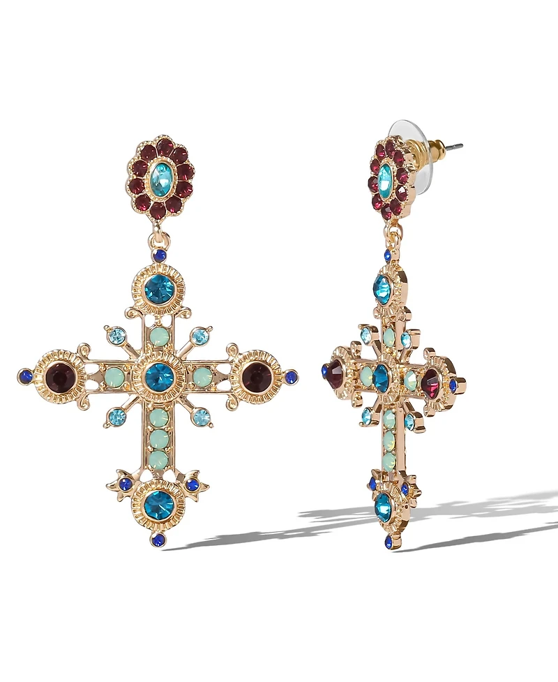 Jessica Simpson Boho Luxe Cross Drop Earrings