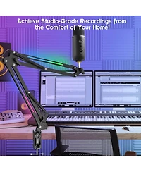 ZealSound Rgb Microphone Arm Stand,Mic Arm with Rgb Light for QuadCast/Blue Yeti/Snowball/Shure SM7B/Rode NT1/Elgato,Rotatable Suspension Boom Scissor