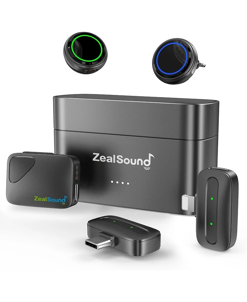 ZealSound Wireless Lavalier Microphone Kit for YouTube,TikTok & Live Streaming - 2 Tx & 3 Rx (Usb-c/Lightning/Camera)
