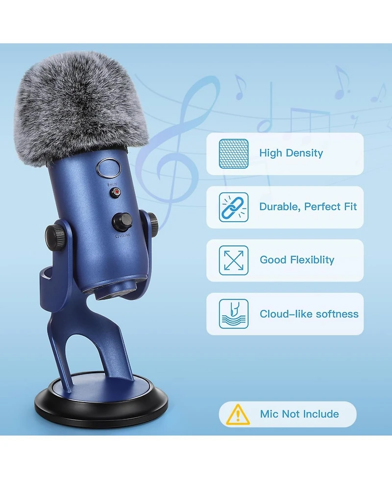 ZealSound Usb Microphone k66g Gold and Furry Microphone Cover Bundle