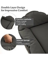 Gymax Adjustable Bar Stool Set of 4 Leathaire Bar Chairs w/ Padded Seat & Footrest