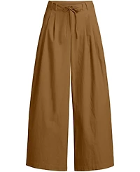 Lands' End Women's Tall Poplin Mid Rise Pleated Slouchy Pants
