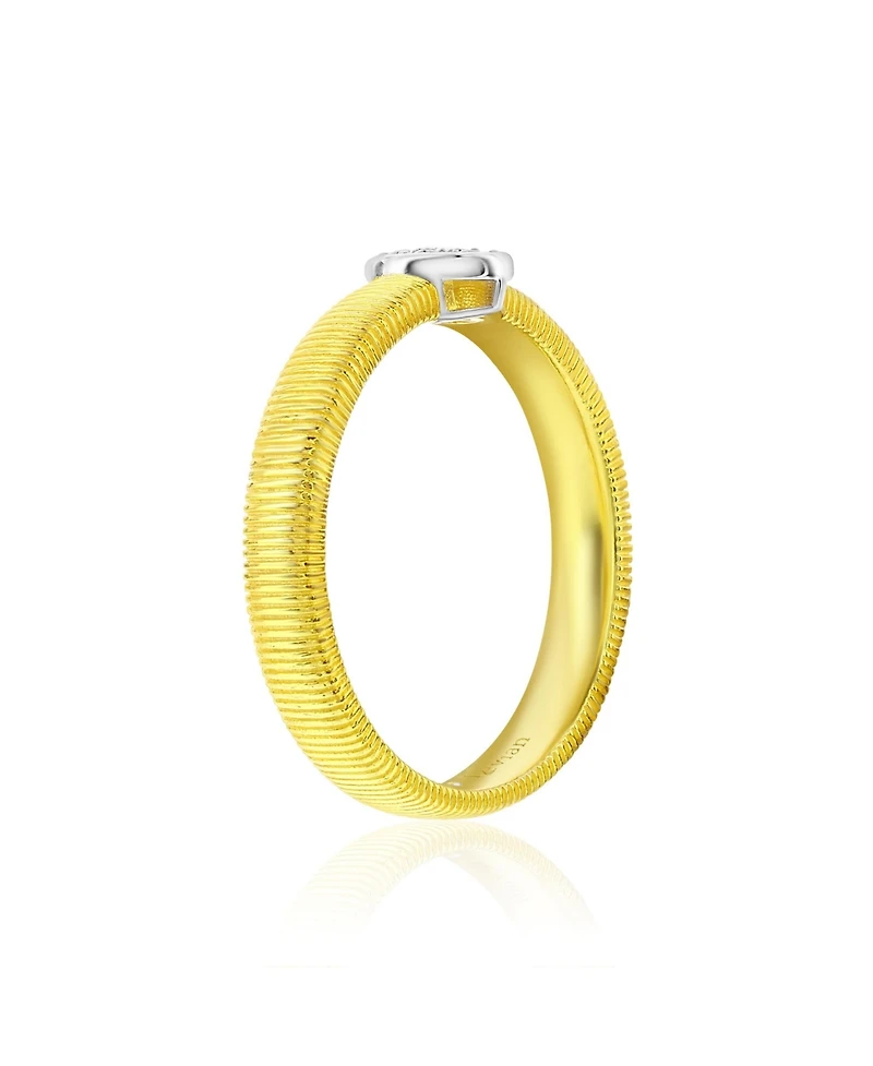 Suzy Levian New York Golden Helix Sterling Silver Cubic Zirconia Oval Coil Ring