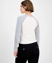 Hippie Rose Juniors' Crewneck Raglan Long-Sleeve T-Shirt