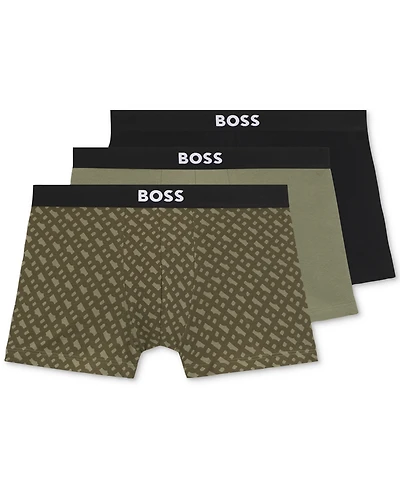 Boss by Hugo Men's One 3-Pk. Logo Waistband Trunks