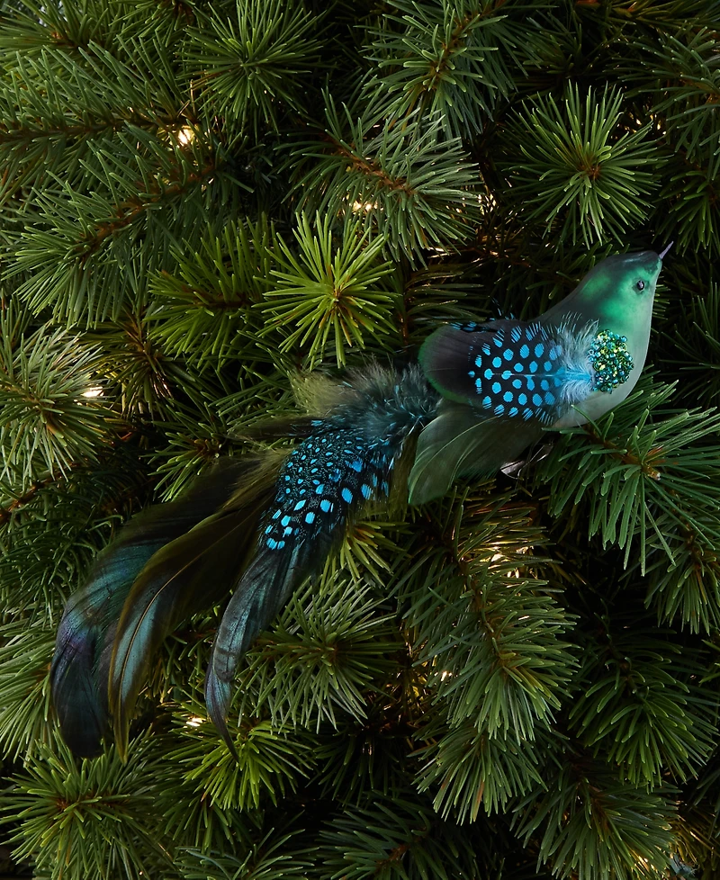 Holiday Lane Enchanted Emerald Feathered Bird Clip Ornament, Macy's Exclusive