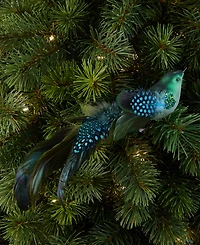 Holiday Lane Enchanted Emerald Feathered Bird Clip Ornament, Macy's Exclusive
