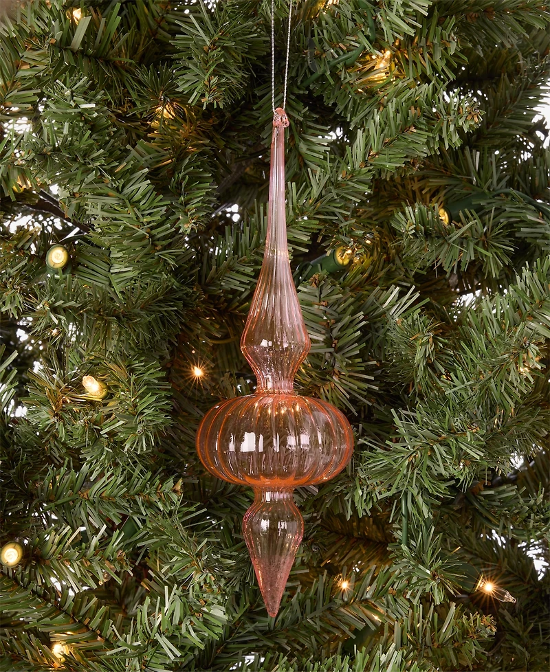 Holiday Lane Pastel Shine Pink Glass Finial Drop Ornament, Macy's Exclusive