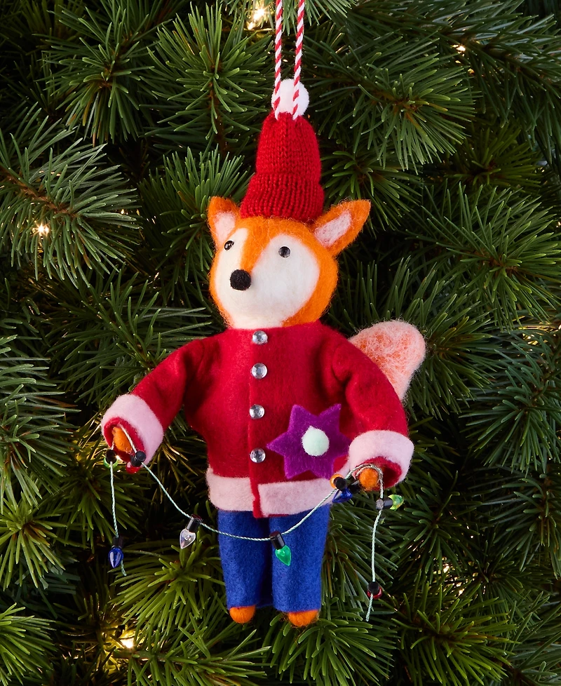 Holiday Lane Tiny Tidings Fabric Fox Ornament, Macy's Exclusive