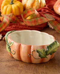 Certified International Harvest Fields 3-d Pumpkin Shallow Serving Bowl