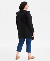 Style & Co Plus Hooded Open-Front Cardigan Sweater