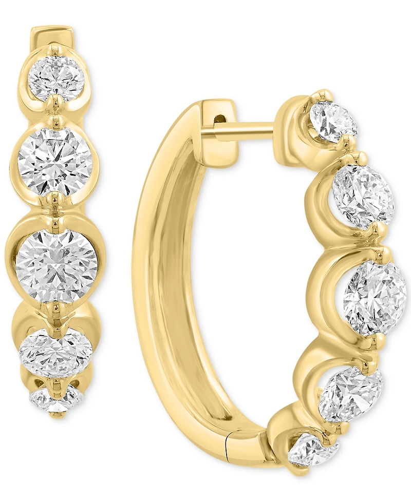 Effy Lab Grown Diamond Small Hoop Earrings (1-5/8 ct. t.w.) in 14k Yellow Gold, 0.79"