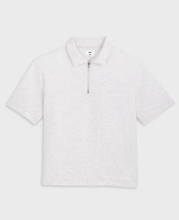 Mode of One Men's Relaxed-Fit Heathered Quarter-Zip Scuba Polo Shirt, Macy's Exclusive