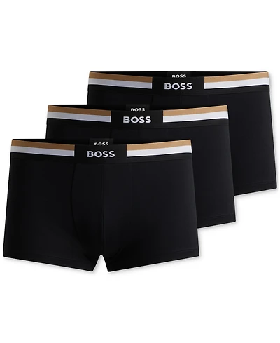 Boss by Hugo Men's Motion 3-Pk. Stripe Logo Waistband Trunks