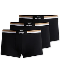 Boss by Hugo Men's Motion 3-Pk. Stripe Logo Waistband Trunks