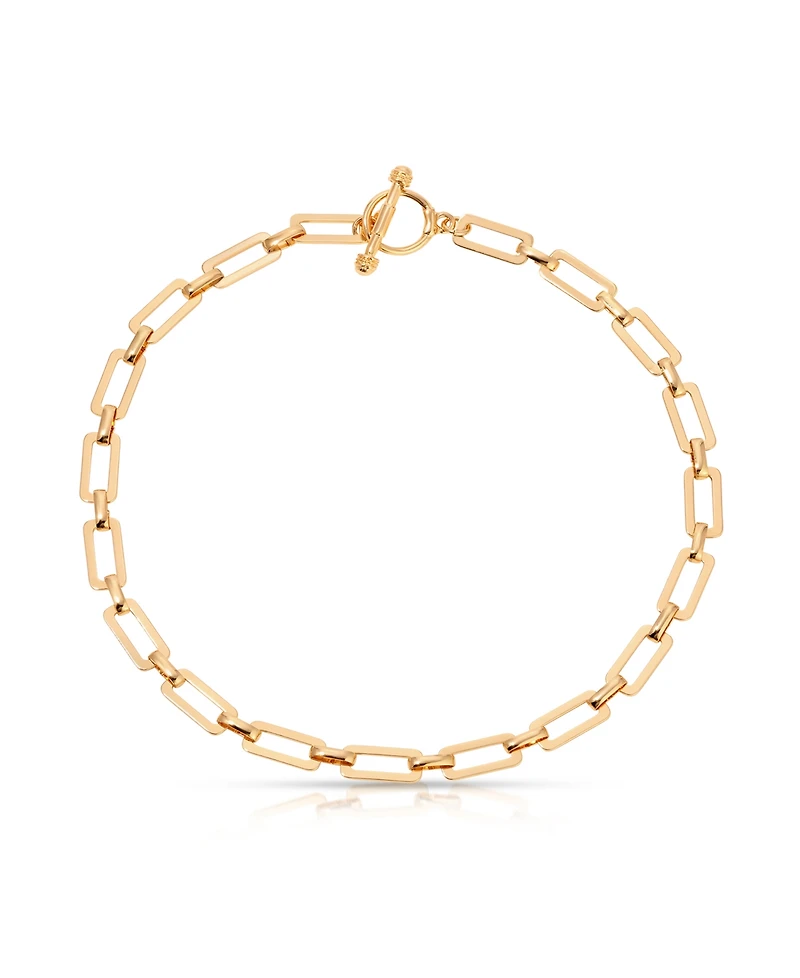 Ettika Golden Flat Rectangle Chain Necklace
