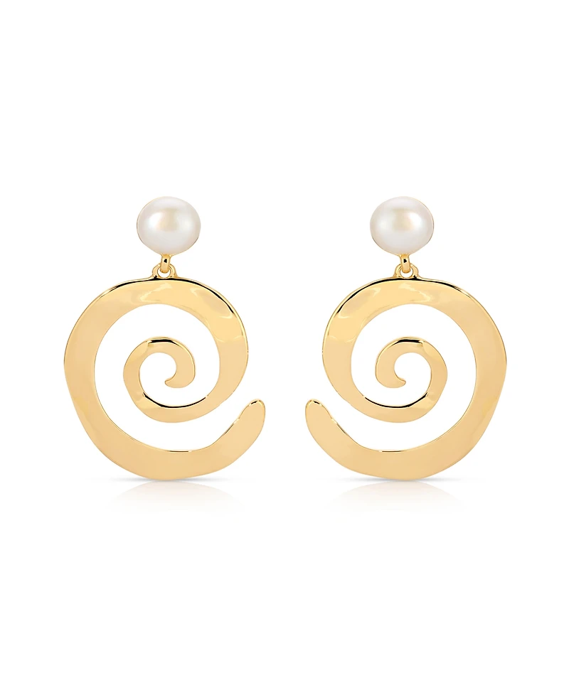 Ettika Aura Swirl Mother of Pearl Drop Earrings
