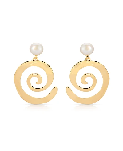 Ettika Aura Swirl Mother of Pearl Drop Earrings