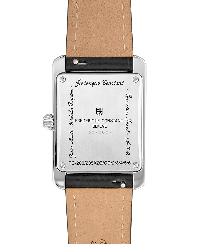 Frederique Constant Women's Swiss Carree Diamond (1-1/4 ct. t.w.) Black Leather Strap Watch 25mm