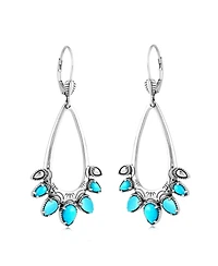 American West Jewelry Sterling Silver Sleeping Beauty Turquoise Open Pear Gemstone Lever Back Earrings