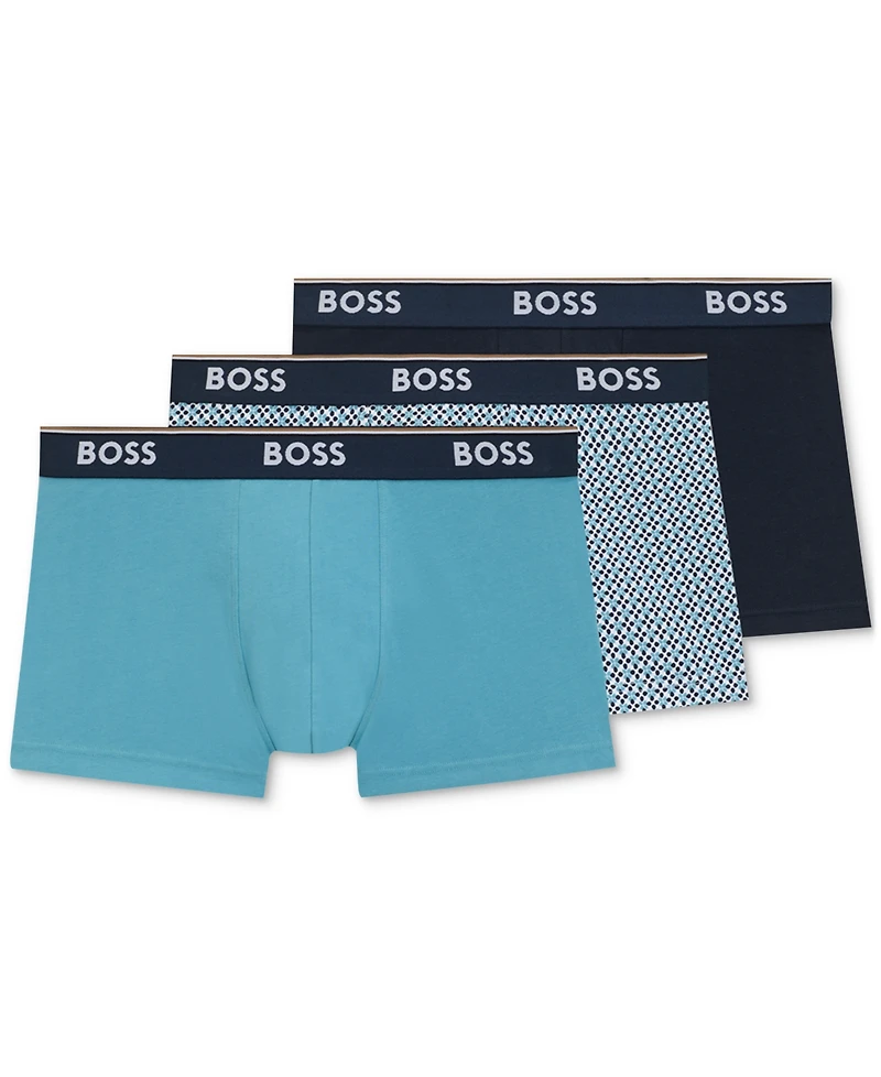 Boss by Hugo Men's Power 3-Pk. Tipped Logo Waistband Trunks