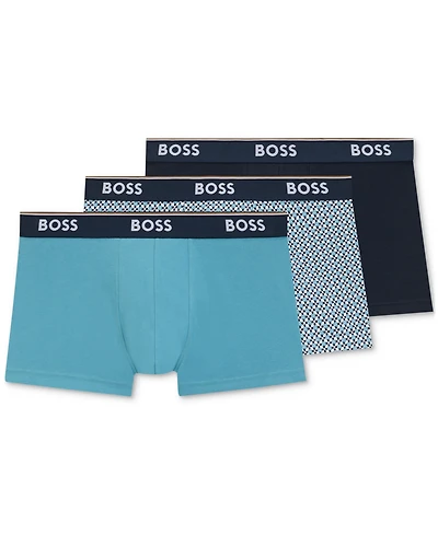 Boss by Hugo Men's Power 3-Pk. Tipped Logo Waistband Trunks