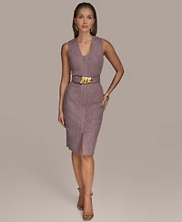 Donna Karan New York Women's Front-Zip Belted Sheath Dress