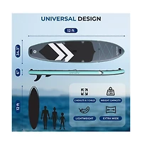 Inflatable Stand-Up Paddle-Board with Double-Action Hand Pump, 3-Piece Aluminum Sup Paddle, Leash, Removable Fin + 2 Side Fins, Repair Kit and Backpac