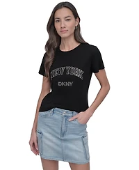 Dkny Jeans Women's New York Rhinestone Logo T-Shirt