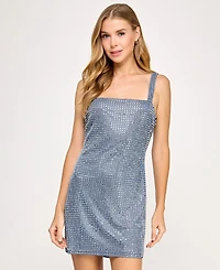 Seni & Cade Juniors' Embellished Shine Bodycon Dress