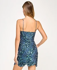 Seni & Cade Juniors' Embroidered Sequined Bodycon Dress