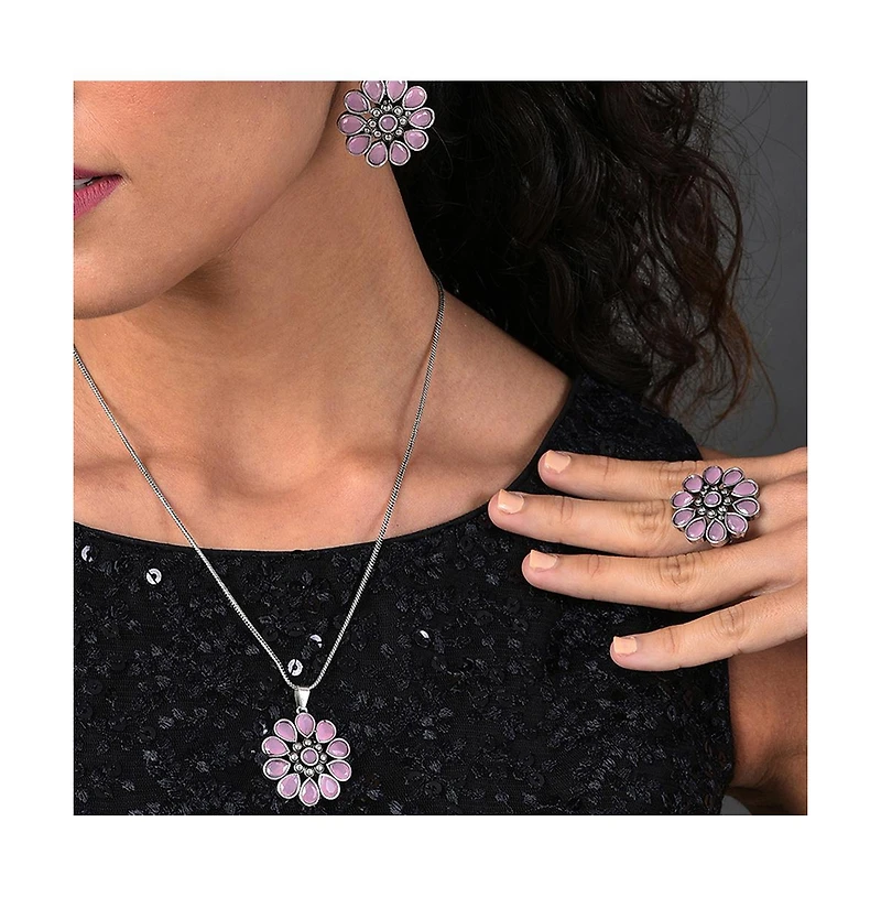Sohi Oxidized-Floral Jewellery Set