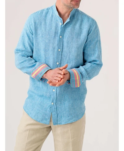 Koy Clothing Men's Linen Grandfather Collar Shirt