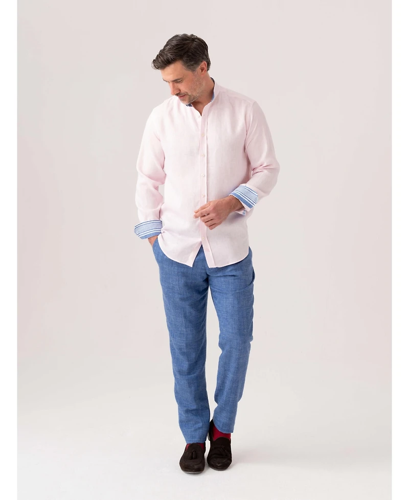 Koy Clothing Men's Linen Band Collar Shirt