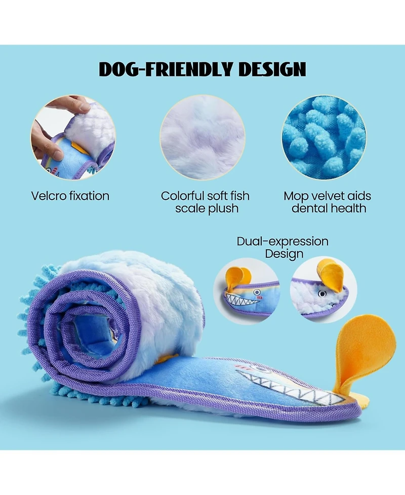 Nocciola Blue Ribbon Eel Snuffle Dog Toy,Christmas gift,No Stuffing Squeaky Long Snake,Crinkle/Snuffle/Tug Toy for All Breeds