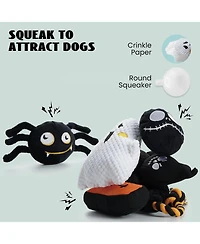 Nocciola 6 Pcs Halloween Dog Squeaky Toys for Aggressive chewers, Christmas gift,Stuffing Body Dog Toy Set for Small to Large Dogs