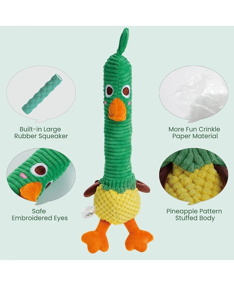 Nocciola 2-in-1 Squeaky Duck Dog Toy,Christmas gift,Cute Stuffed Dog Toys with Large Durable Rubber Squeaky Core for Aggressive Chewers