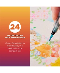 Sakura, 24 Assorted Watercolors Field Sketch Set with Brush