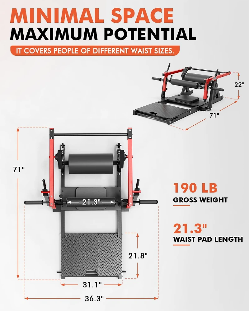 Mikolo 800LBS Plate-Loaded Hip Thrust Machine - Heavy Duty Glute Builder with Adjustable Footboard & Weight Storage